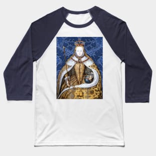 Queen Elizabeth I Tudor Collage Coronation Portrait Baseball T-Shirt